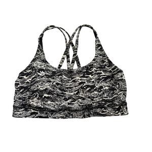 Lululemon Energy Bra Black White Print Strappy Back Size 8